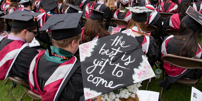 Image of caps at commencement